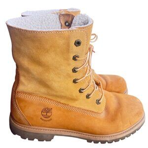 Timberland Boots Women's Size 10 EK Teddy Fleece Waterproof Wheat Roll Top Boots